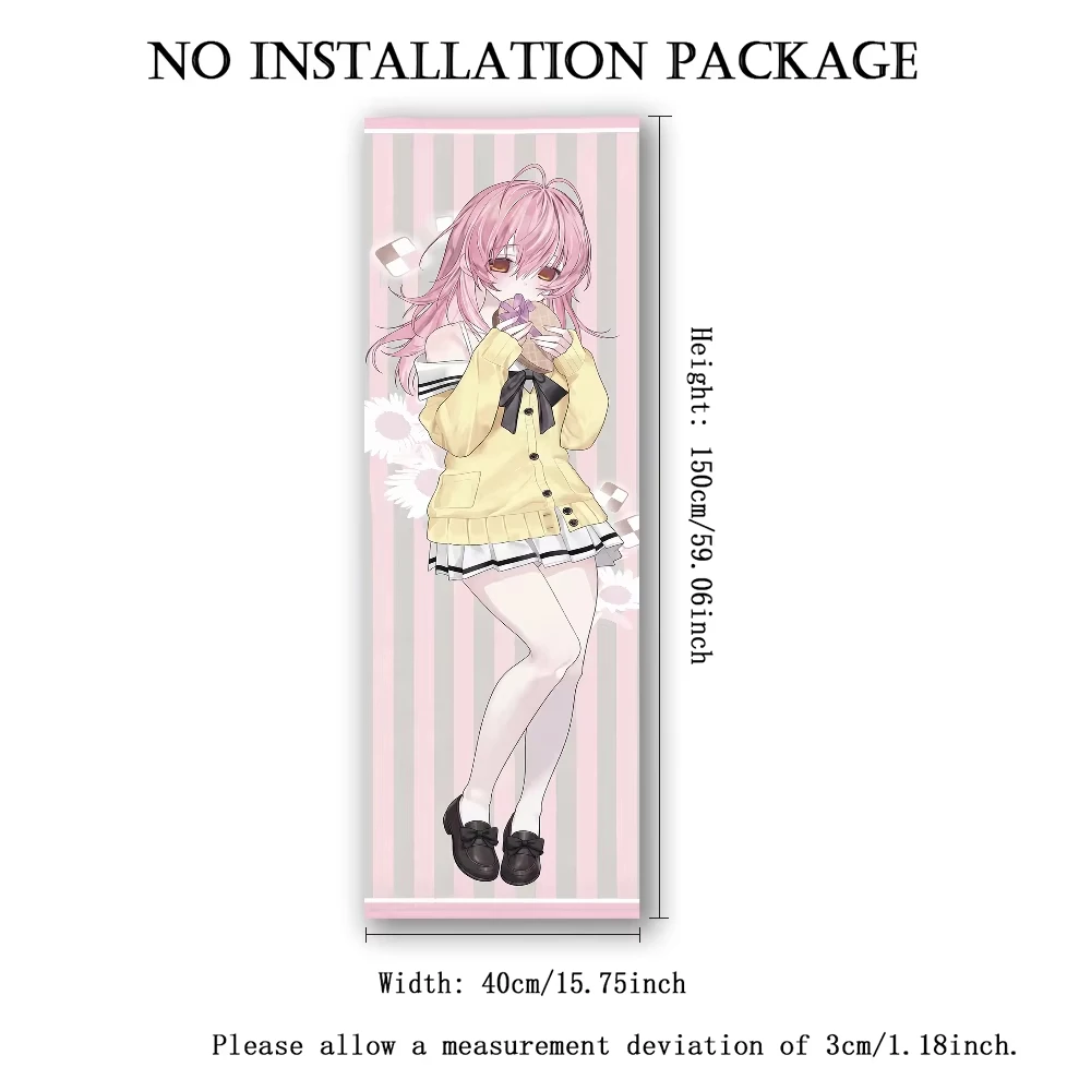 Du und ich und sie: Anime-Mädchen-Wandteppich mit langem, süßem, pinkfarbenem Kleid, vertikale Anime-Wanddekoration für Otaku-Schlafzimmer und Zuhause – Detail 6