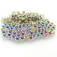 100Pcs/bag Diameter 7mm Round Nailhead Crystal Copper Spikes Claws Rhinestone Rivets DIY Leather Craft For Shoes Clothing Bag