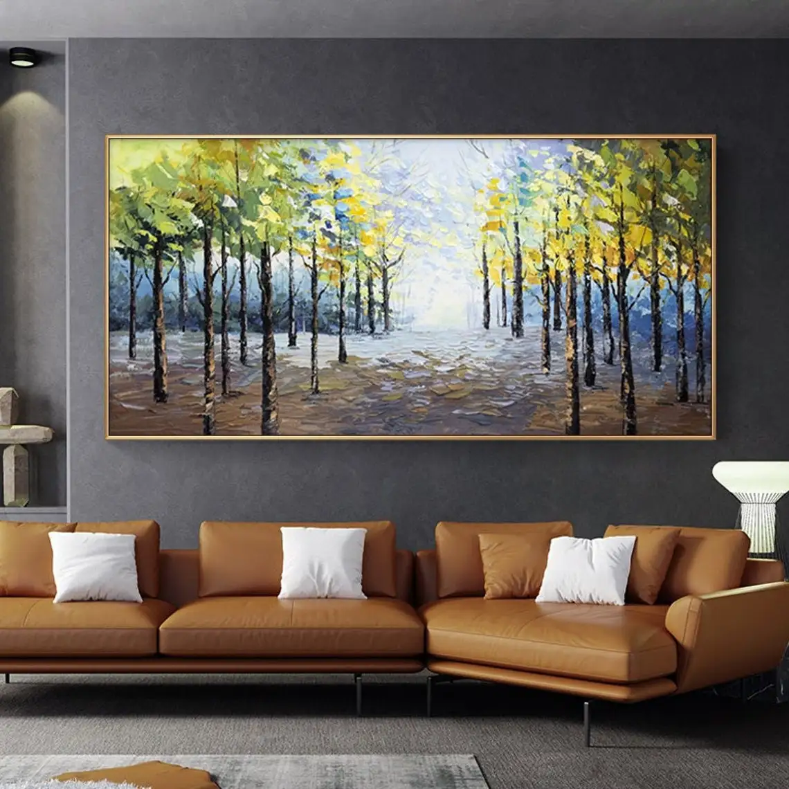 

Forest Hand Painted Oil Painting On Canvas Green Tree Canvas Wall Art Abstract Forest Wall Decor Large Living Room Home Decor