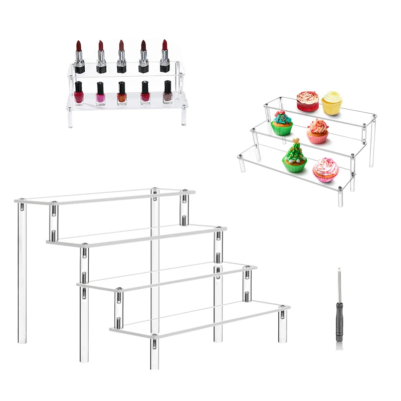 

1-5 Tier Acrylic Risers Display Shelf, Perfume Organizer Stand for Funko POP Shelves Dessert Jewels Figurines Cupcake Stand