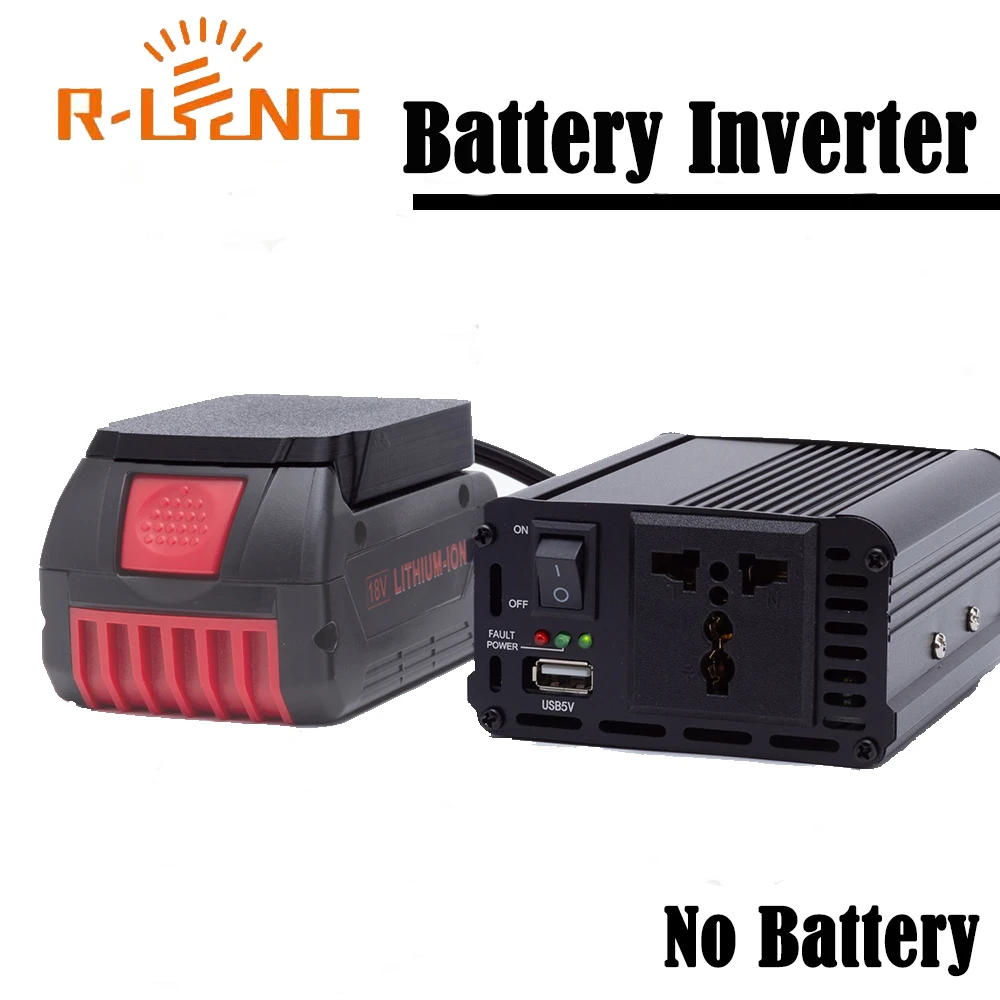 

200W Portable Inverter for Bosch 18V Lithium Battery Adapter with USB DC to AC 220-240V AC Outlet for Europe/UK/Australia