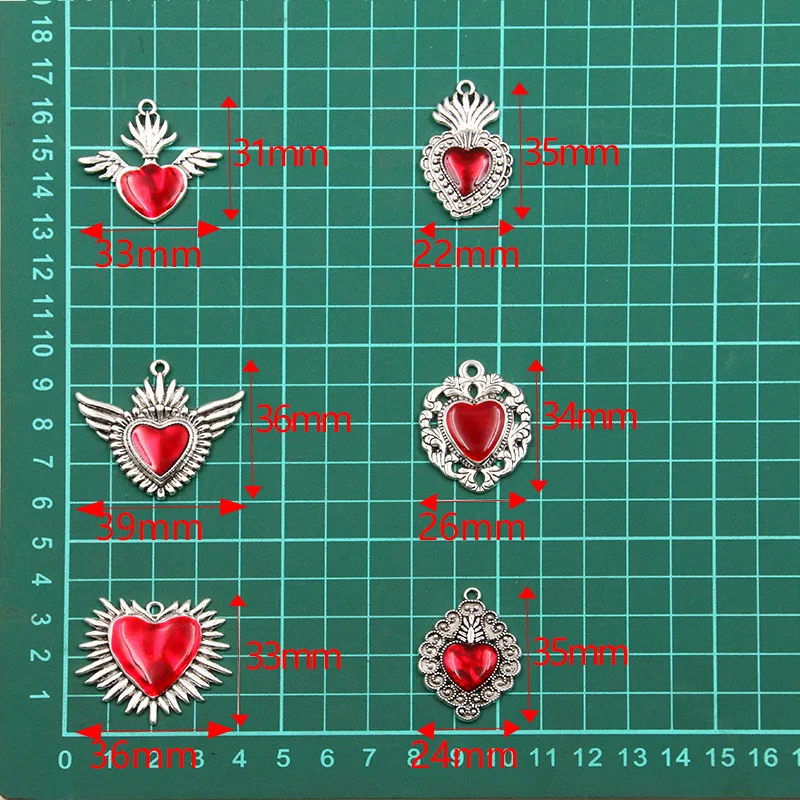 15 European and American Cross-border Personalized Retro Gothic Peach Heart Wing Alloy Earrings Necklace Accessories