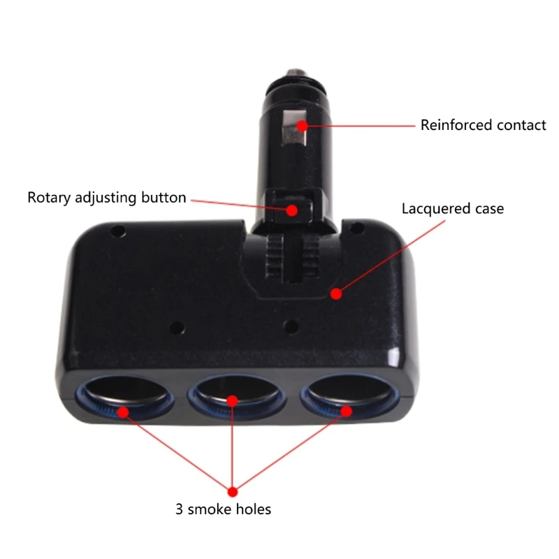 3 in 1 Socket Car Cigarettes Splitter 12V 24V Fast Charging Plug Phone Power Adapter for Car DVR Dashcam