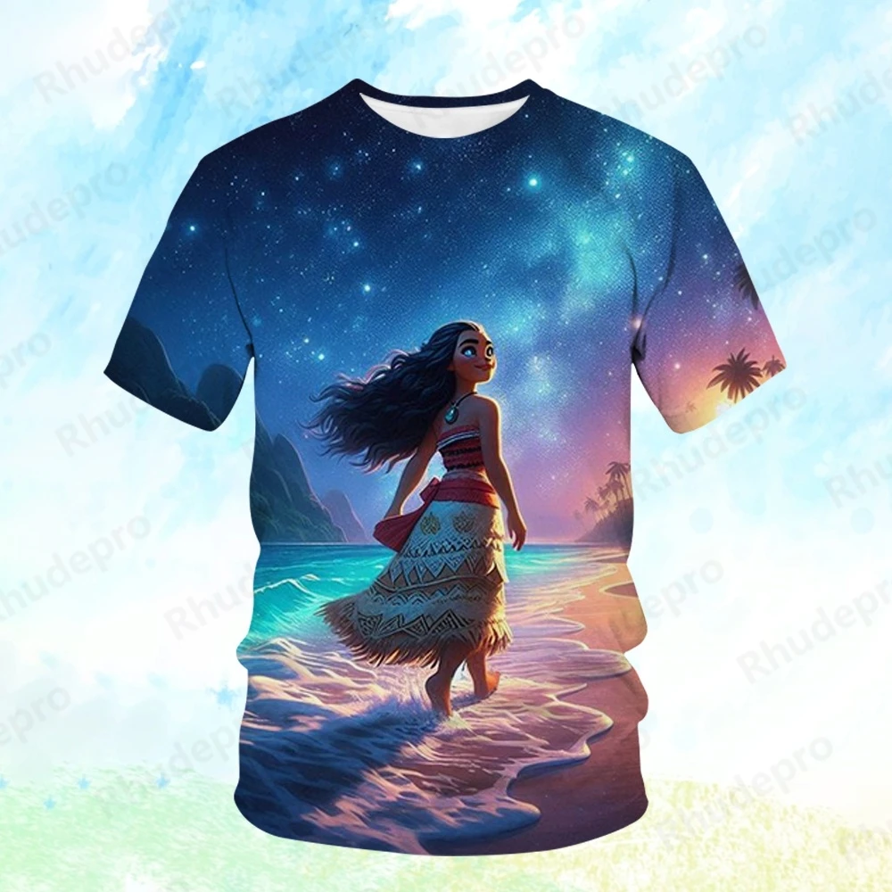 

Disney Moana Cartoon T-Shirt Summer Boy Street Fashion Loose O Neck Quick Dry Short Sleeve Clothing Kid
