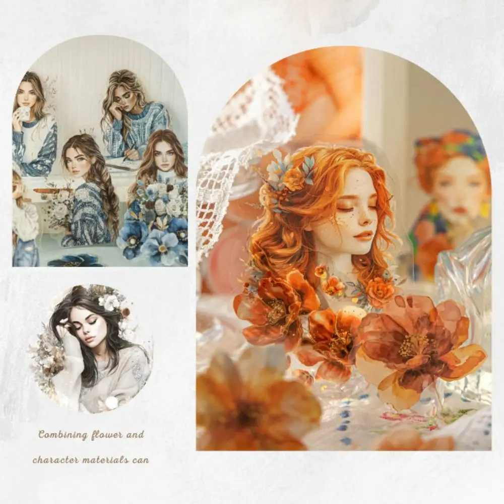 Tema botanico Incontro floreale Adesivi in PET Impermeabile Artigianato fai-da-te Adesivi materiali collage Adesivi rimovibili per decorazioni per diario