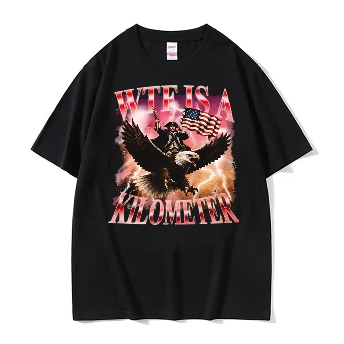 WTF Is A Kilometer Funny 4th of July USA Meme T Shirt Gothic Vintage T Shirts Women Clothing Casual Oversized T-shirt Streetwear