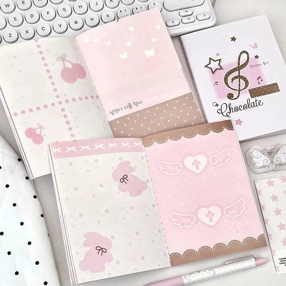Korean Pink Brown A5 Handbook DIY 36 Pages Fixed Page Notebook High-Value Full-Color Inner Page Student Diary Notebook