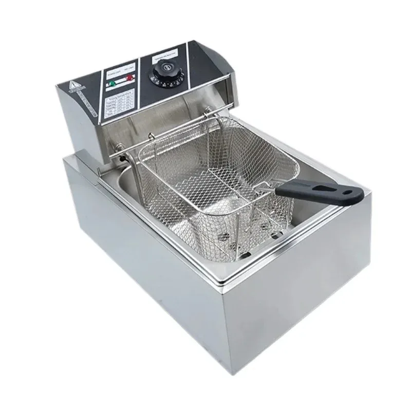 6L/81 Electric Fryer Single Cylinder Single Sieve Deep Fryer Chips Fry Fryer Snack Machine Street Vendor Stall