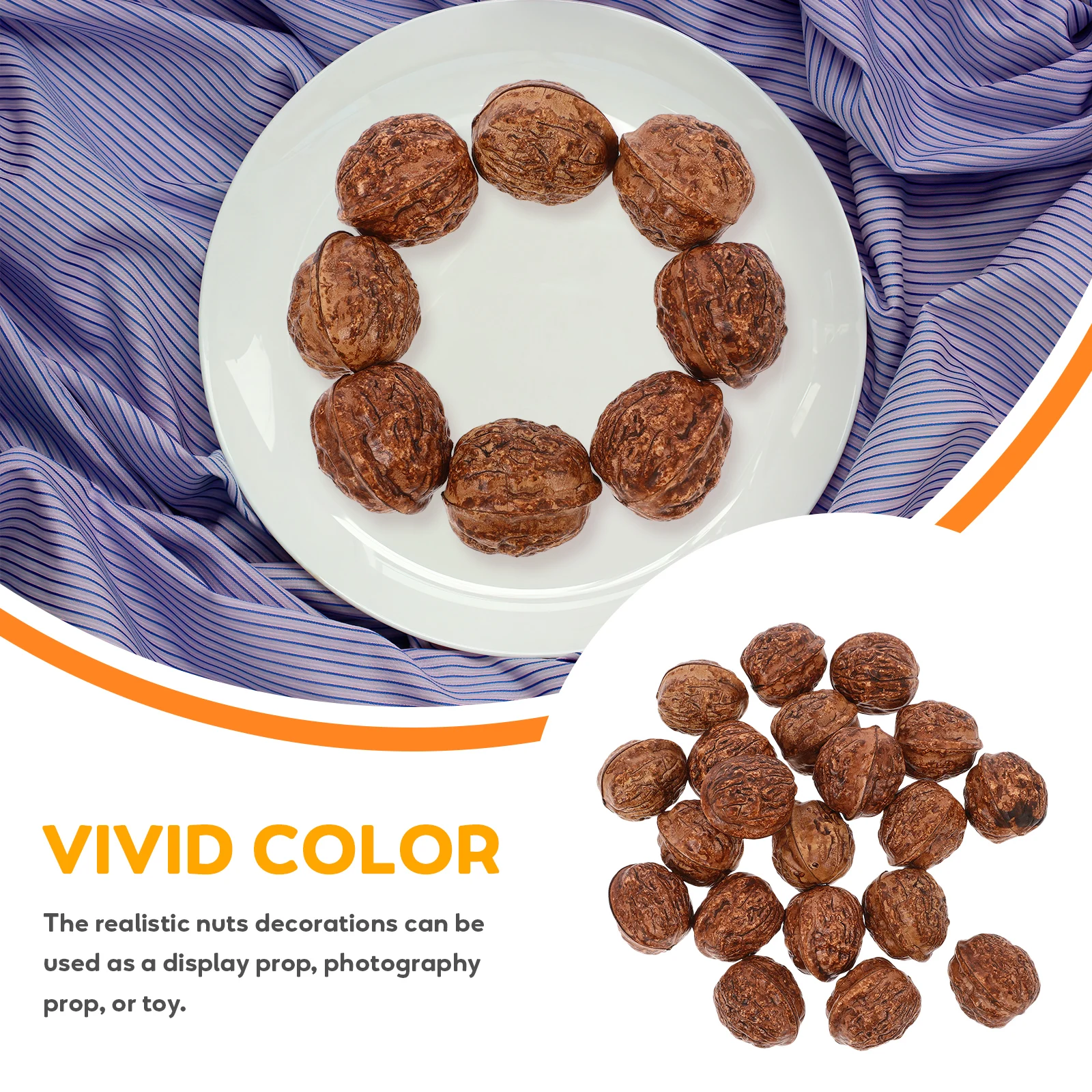 

20pcs Faux Walnut Decoration Artificial Dried Fruit Models Realistic Nut Ornaments For Home Kitchen Bar Display Party Food