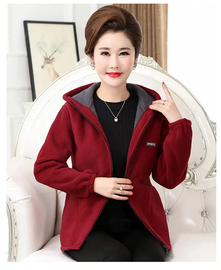 2023 New Autumn  Winter Women Fleece Jackets 4XL Casual Overcoat Hooded Collar Warm Zipper Outerwear Mother Coat