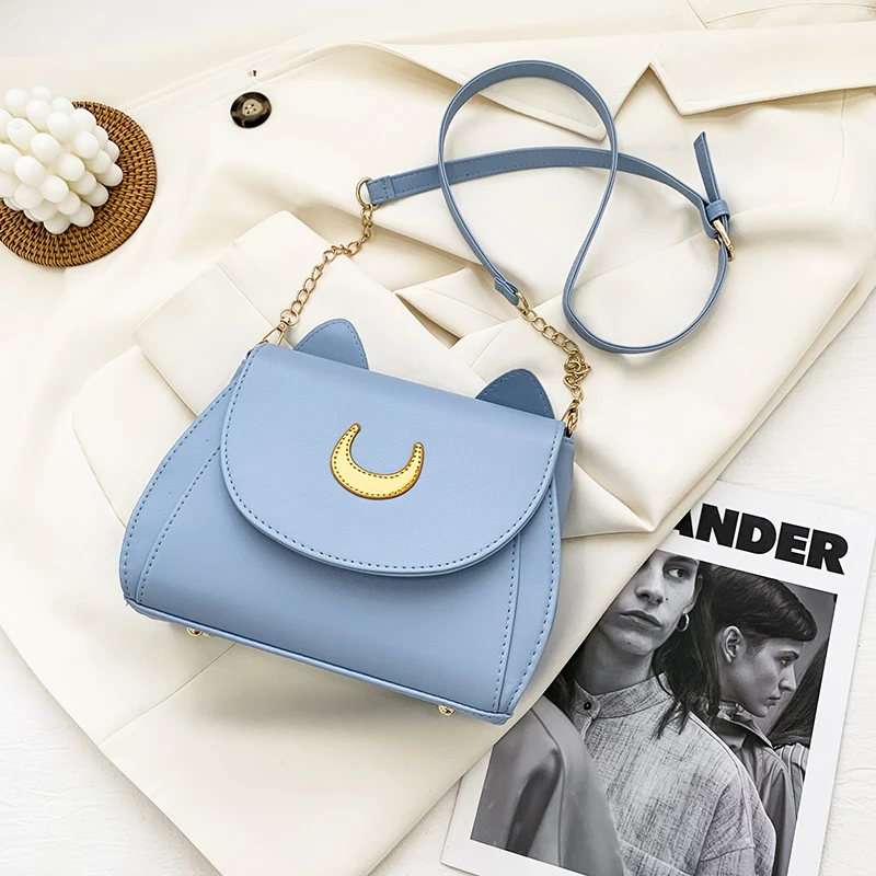 2023 Summer Sailor Moon Ladies Handbag Cat Shape Chain Women Shoulder Bag PU Leather Bag Women Tote Bag Crossbody Leather Wallet dakota moon dakota moon 1 cd