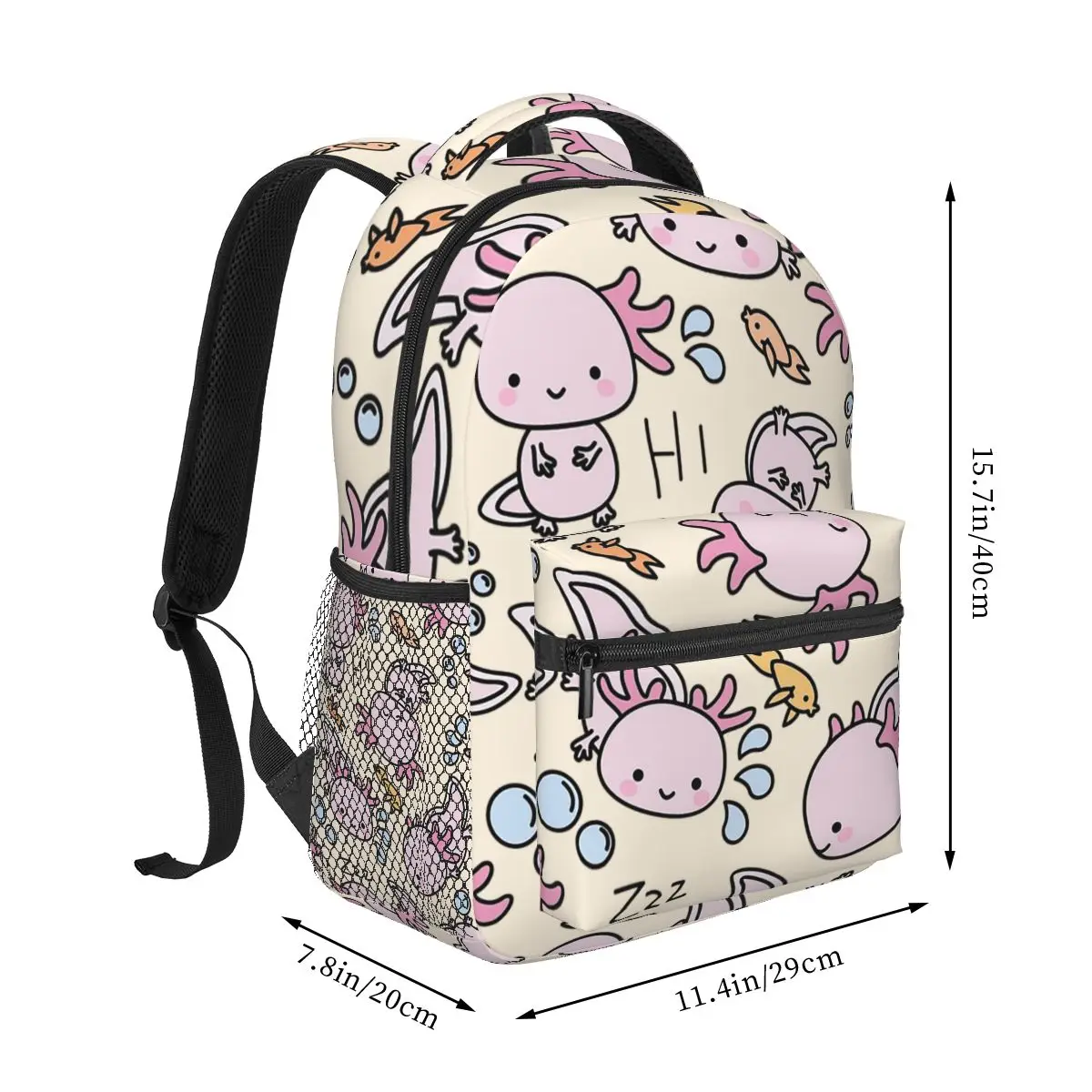 Swimmy Axolotls plecaki chłopcy dziewczęta Bookbag studenci torby szkolne Cartoon plecak dla dzieci torba na ramię o dużej pojemności