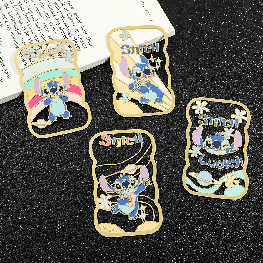 Disney New Cartoon Cute Stitch Creative Brass Bookmark Metal Card for Women Men Kid Stitch Fans Collection Reading Supplies Gift