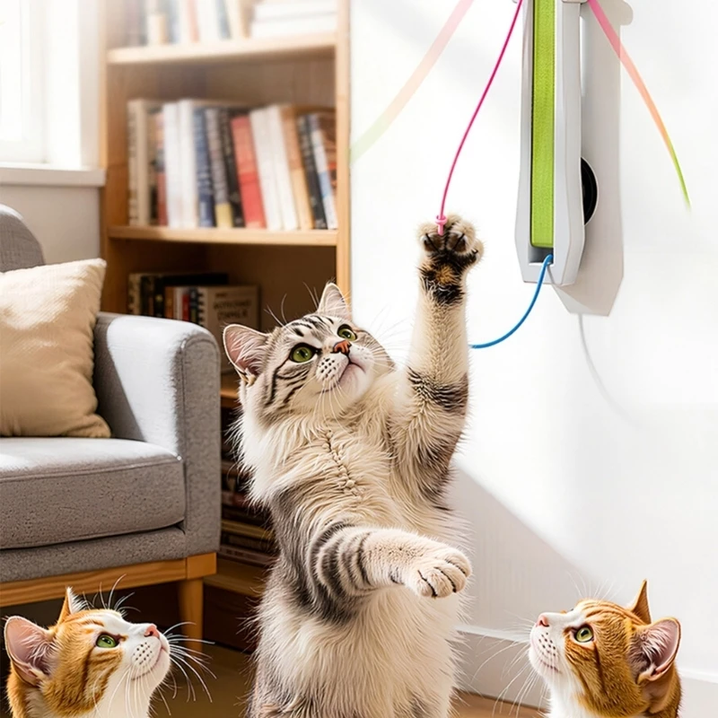 Upright Cats Teaser Toy for Indoor Cats, Automatic String Play Device with USB Power, Interaction Pet Exercise Entertainment
