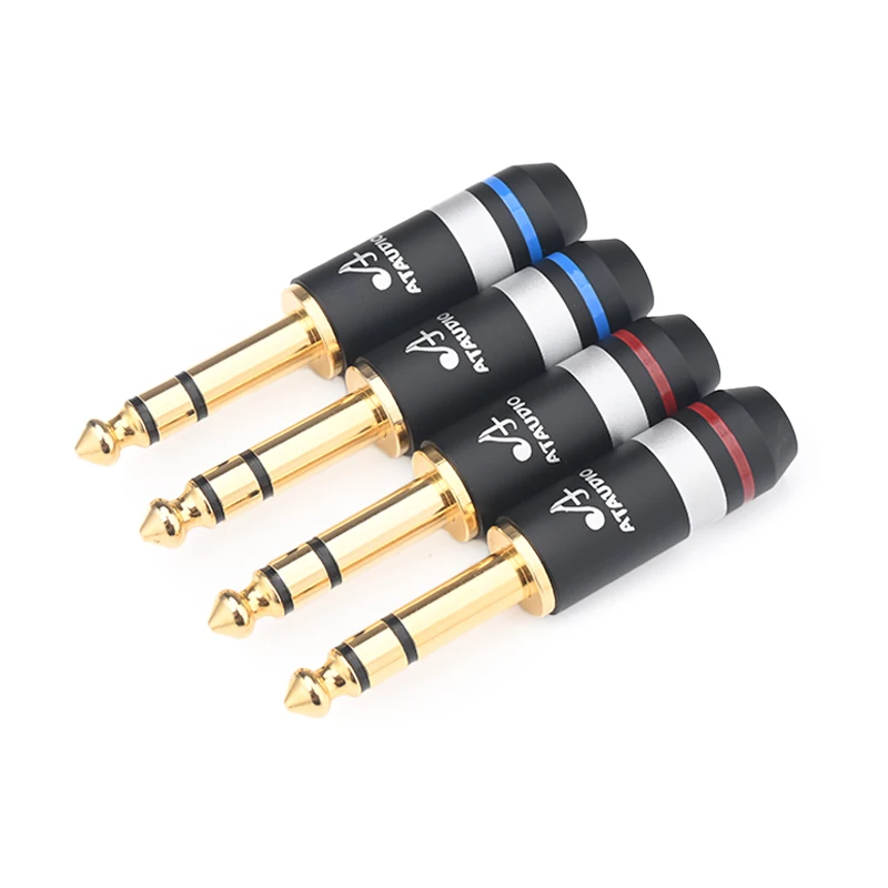 4PCS HiFi 6.5mm Plug Balanced Professional Power Amplifier Audio Plug for 6.5 TRS Jack Connector Guitar Microphone