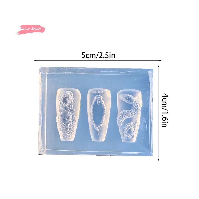 แม่พิมพ์ซิลิโคนทำเล็บ 1 ชิ้น ลายงูสาว 3 มิติ สำหรับงาน DIY ตกแต่งเล็บ เครื่องมือแกะสลักสำหรับช่างทำเล็บมืออาชีพ