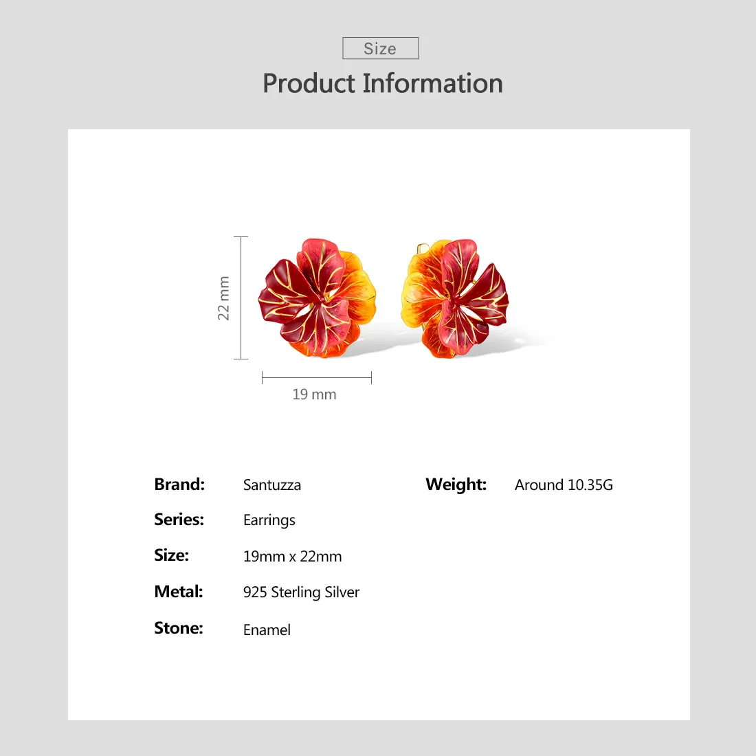 SANTUZZA Real 925 Sterling Silver Earrings For Women Sparkling Red Enamel Maple Leaves Elegant Wedding Party Fine Jewelry