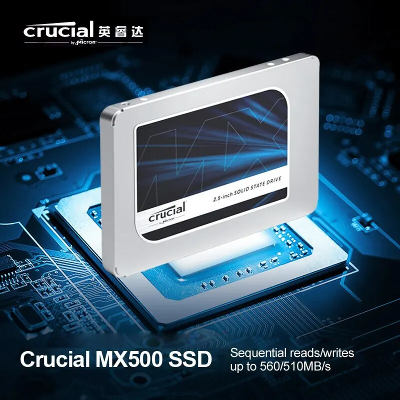 Crucial MX500 1TB 500GB 250GB 3D NAND SATA SSD interno da 2.5 pollici, fino a 560 MB/s