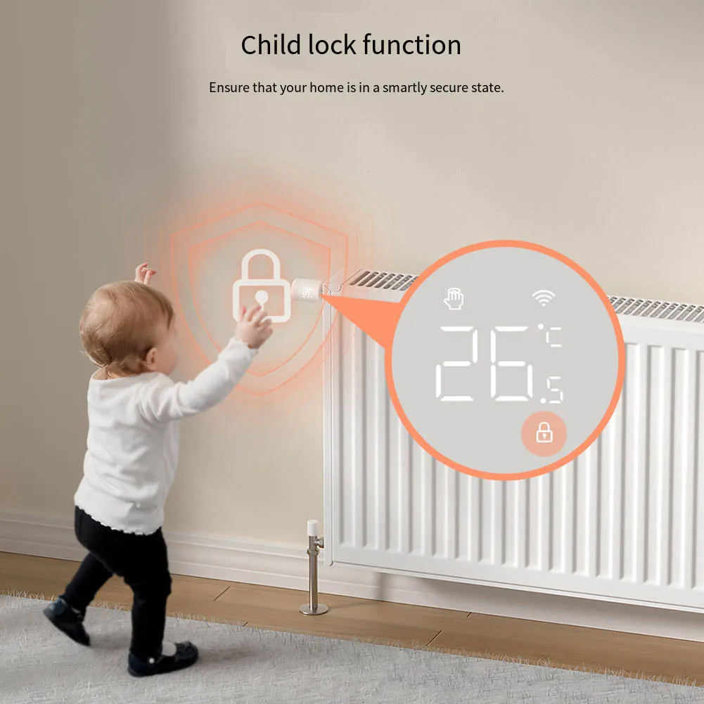 Smart For ZigBee Radiator Thermostat Compatible with Voice Assistants and Programmable 7 Day Schedule for Heating