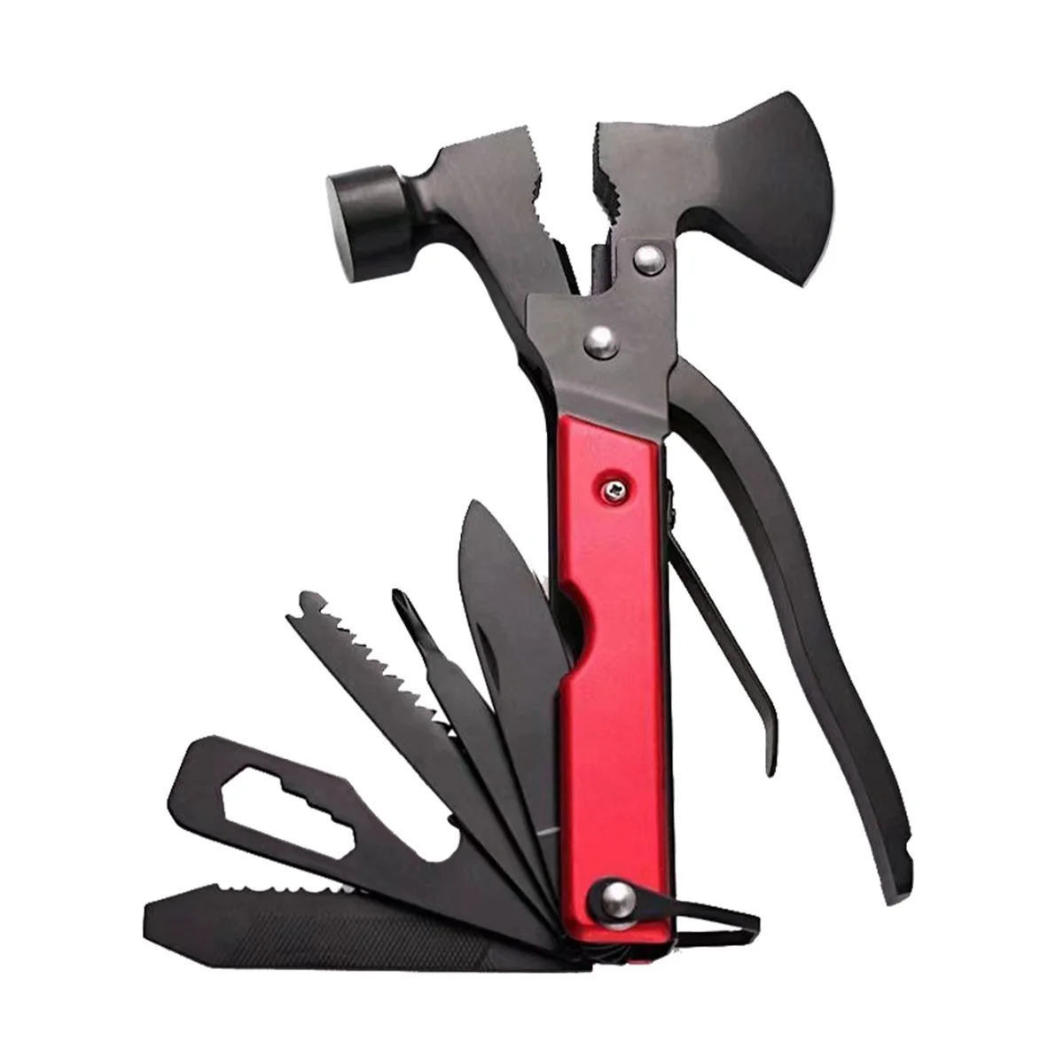 Unique Gifts for Men Women Dad Husband 14 in 1 Multi Tool Ax Saw Knife Hammer Pliers Screwdriers Red