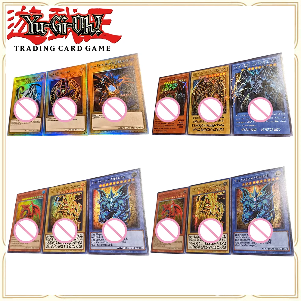 

3 шт. аниме Yu-Gi-Oh DIY ACG Christmas The Winged Премиум Flash Коллекционная карточка для мальчиков Игры Игрушки Дракон Ra Slifer The Sky Dragon