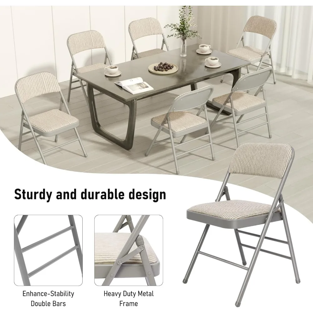 16 Pack Folding Chairs with Fabric Padded Cushion, Fabric Dining Chair Set Portable Indoor Outdoor Stackable Folding Chair