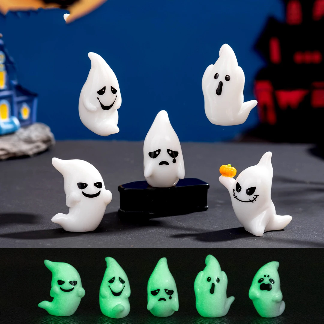 Halloween Miniature Glow-in-the-Dark Ghost Resin Craft DIY Decorative Desk Ornament