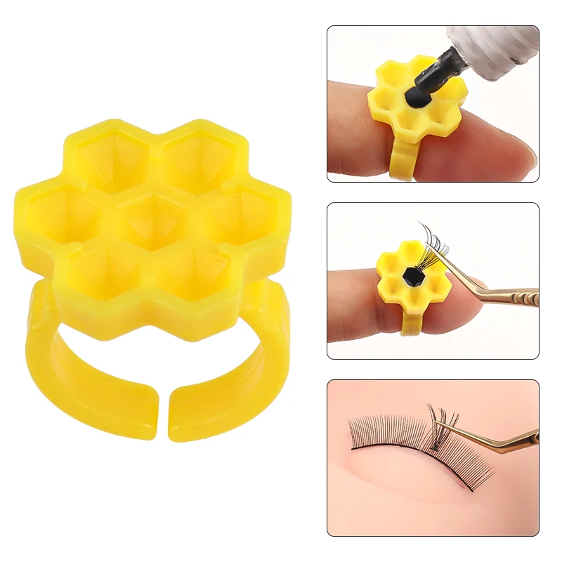 50 Stück Wimpernverlängerungskleberbecher All-in-One-Kleber Tropfbecher Wimpernverlängerungsringbecher Wimpernlifting-Zubehör Make-up-Tool – Detail 3