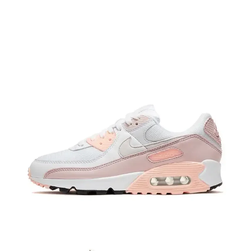 Nike Air Max 90 Men's and Women's Running Shoes Anti Slip Breathable Retro Waffen Shoes Forrest Gump Shoes White/Dirty Pink