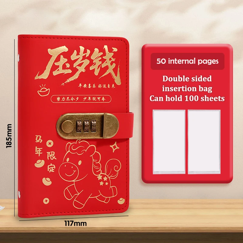 Carpeta de Ahorro de Dinero con Candado y 100 Sobres, Desafío de Ahorro de Dinero, Carpeta de Ahorro de PU, Reutilizable, Portátil, Libro de Colección de Dinero