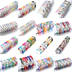 10Pcs/lot New Snap Jewelry 18mm Snap Button Bracelet 10mm Beads Handmade Elastic Bracelet Bangles For Women Gift