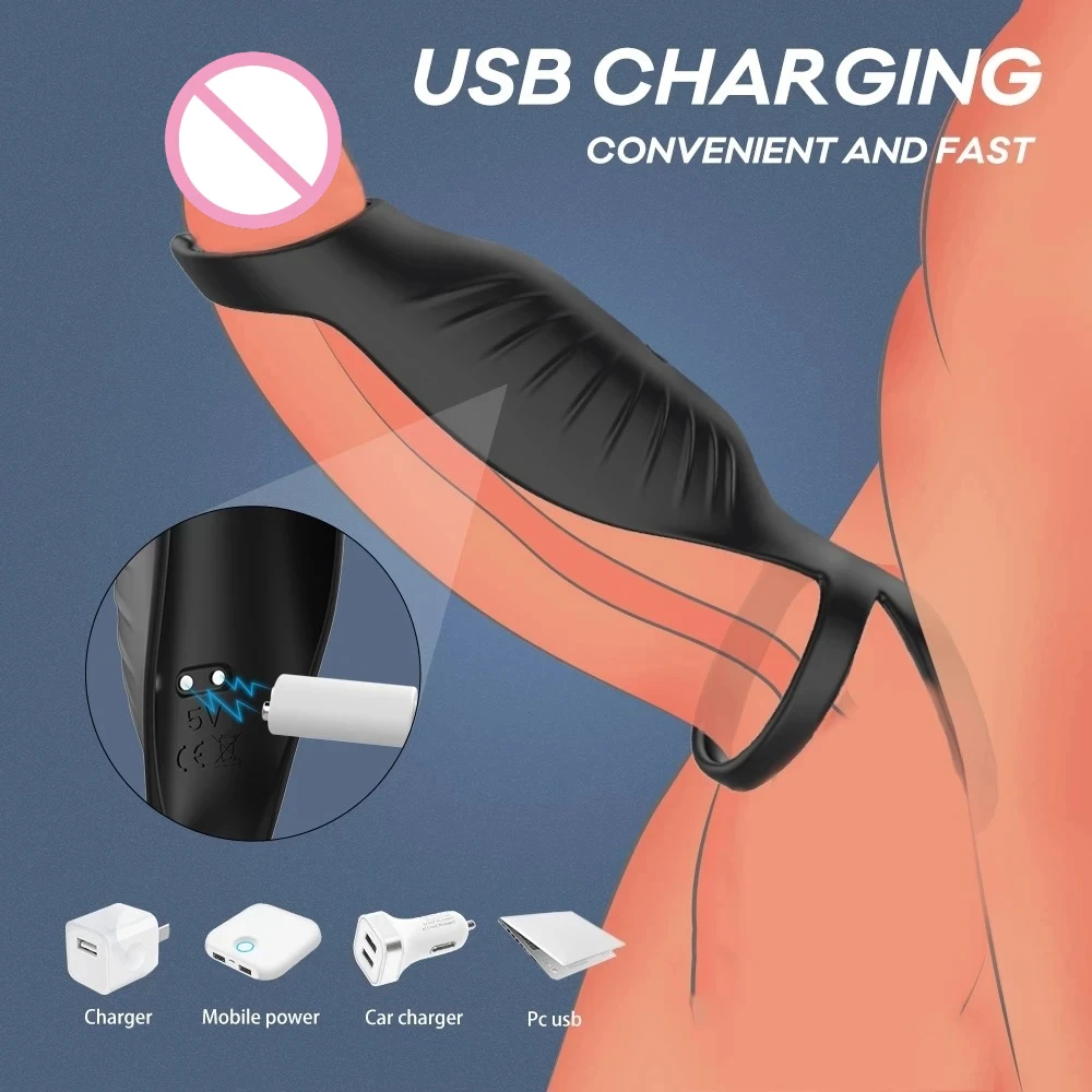 ذكر عن بعد تهتز الديك سيليكون كم حلقة تأخير القذف القضيب توسيع الجنس لعب للرجال الخصية هزاز #5