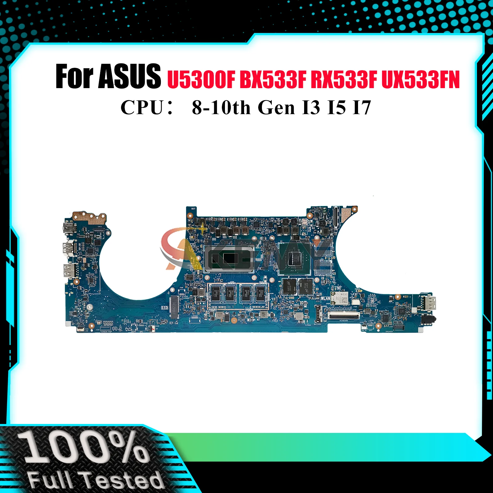 UX533FN Laptop Motherboard For ASUS ZenBook U5300F UX533FD RX533F UX533F BX533F UX533FN Notebook Mainboard With I3 I5 I7 CPU stk