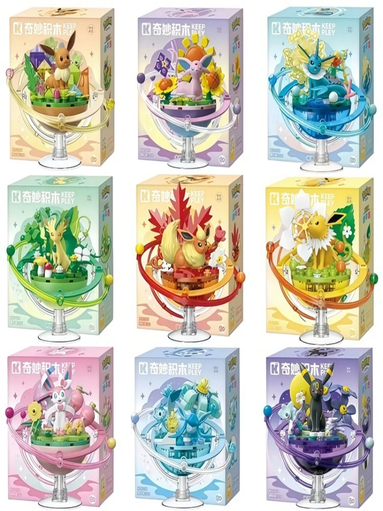 Nieuwe Keeppley Originele Pokemon DIY Bouwstenen Speelgoed Cartoon Eevee Familie Planeet Serie Assemblage Model Ornamenten Speelgoed Kids Gift - afbeelding 2