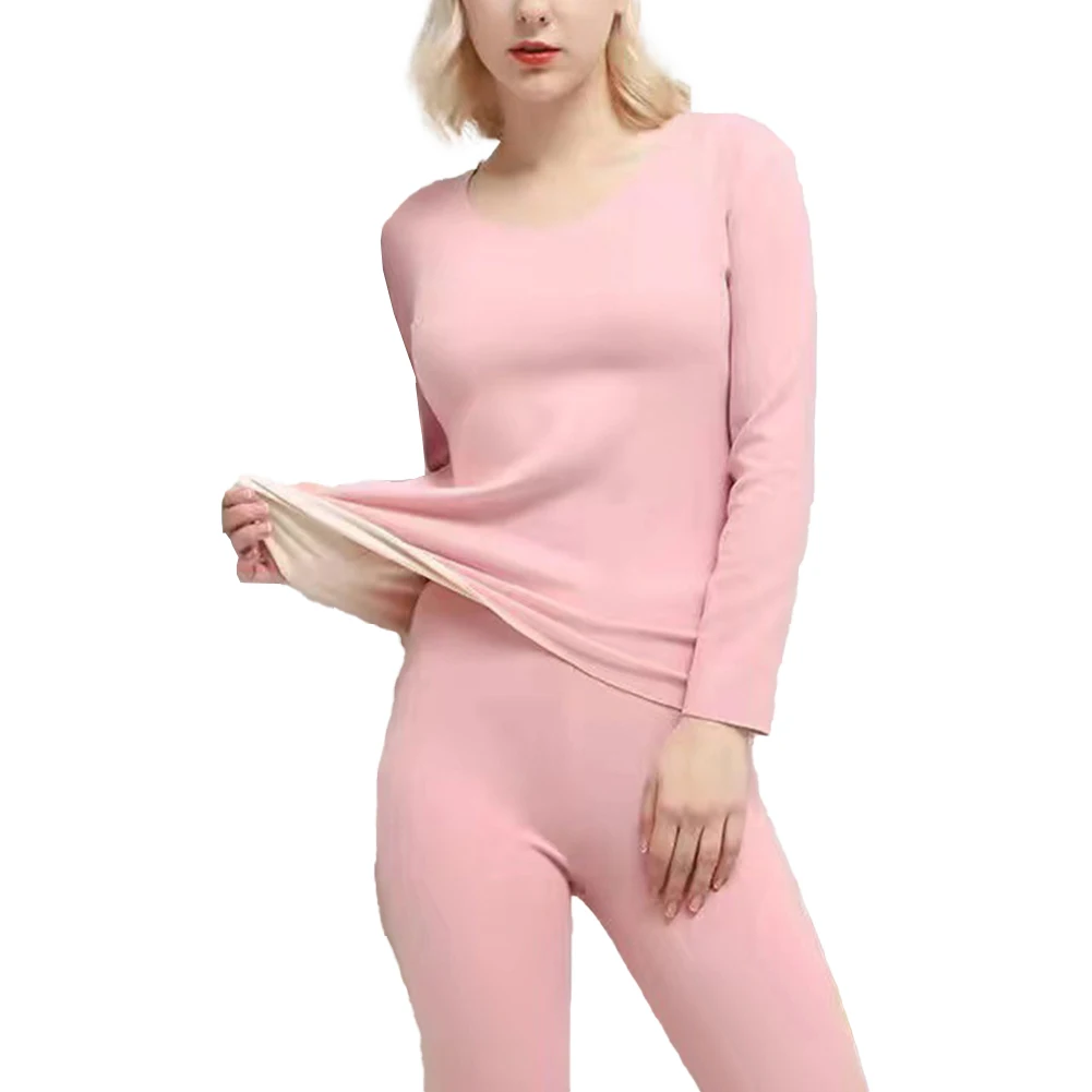 Women Thermal Underwear Set Ladies Autumn Winter Long Johns Base Layer Keep Warm Soft Tops & Bottom Solid Elasticity Sleepwear