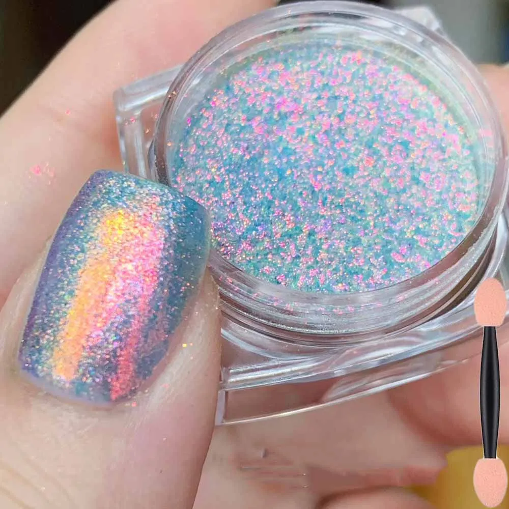 1Box Aurora Chameleon Cloud Brocade Nail Powder Utra-Thin Irregular Mermaid Flakes Sparkly Polarized Iridescent Sequins