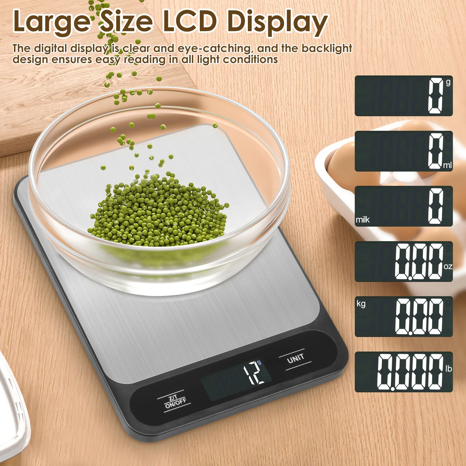 Kitchen Scale Food Weighing Scale 10kg Counting Scale with LCD Display Digital Food Scale for Baking Cooking Kitchen Accessiores