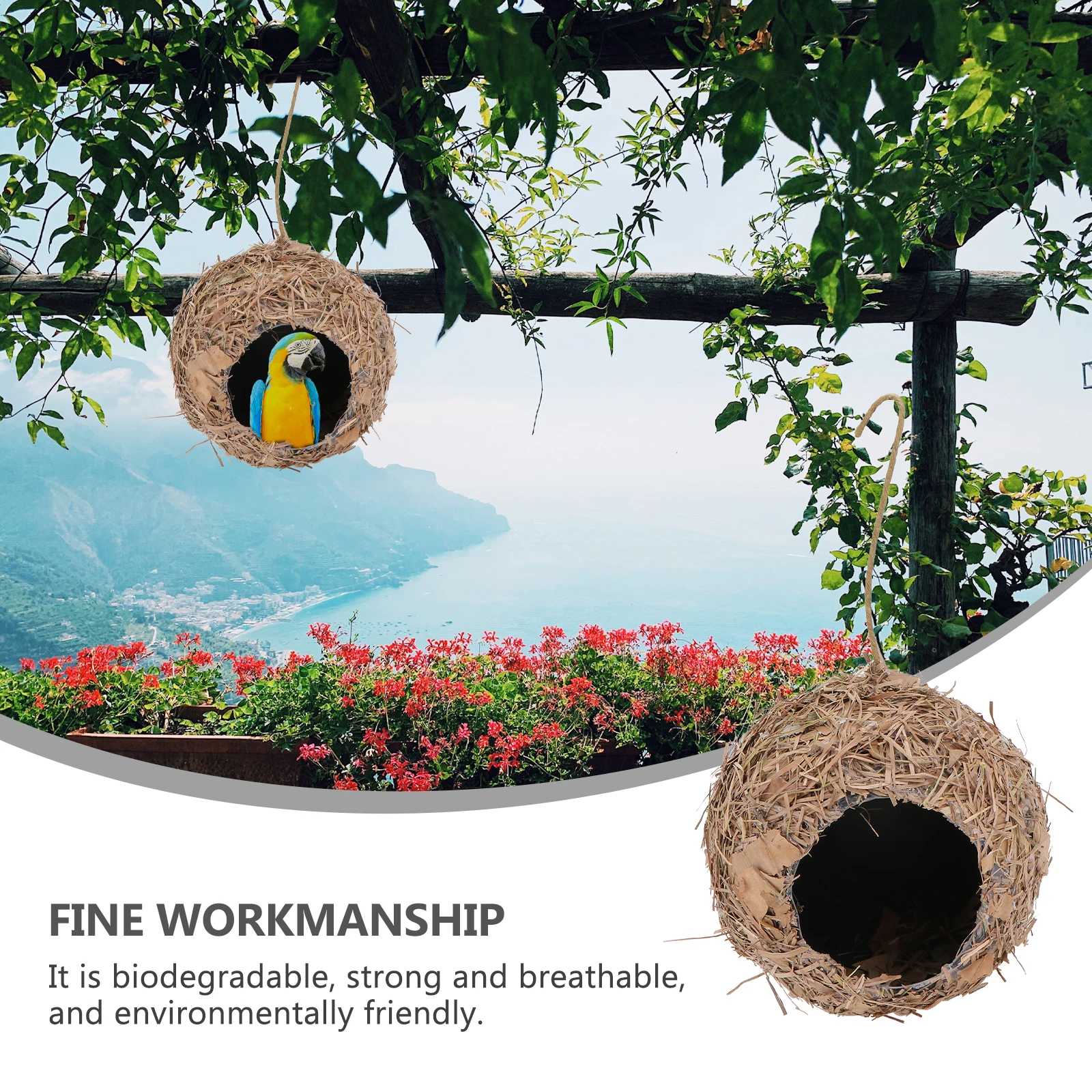 

Hanging Bird House Natural Straw Woven Nest for Home Office Garden Decoration Safe Comfortable Biodegradable Breathable