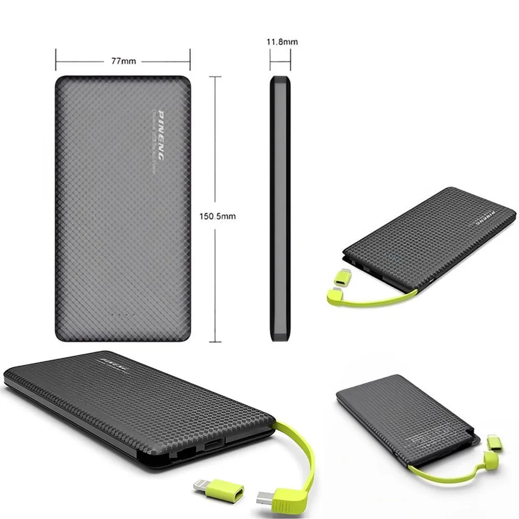 Pineng-cargador portátil de 10.000mAh, Banco de energía con adaptador, iPhone V8, colores aleatorios, envío gratis