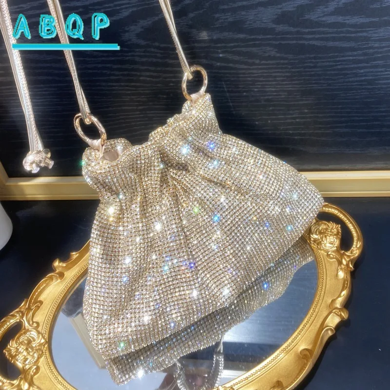 Diamond-encrusted Women's Shoulder Bag Bundle Mouth Diamond-encrusted Shiny Women's Shoulder Messenger Bag Fashion Women's Bag