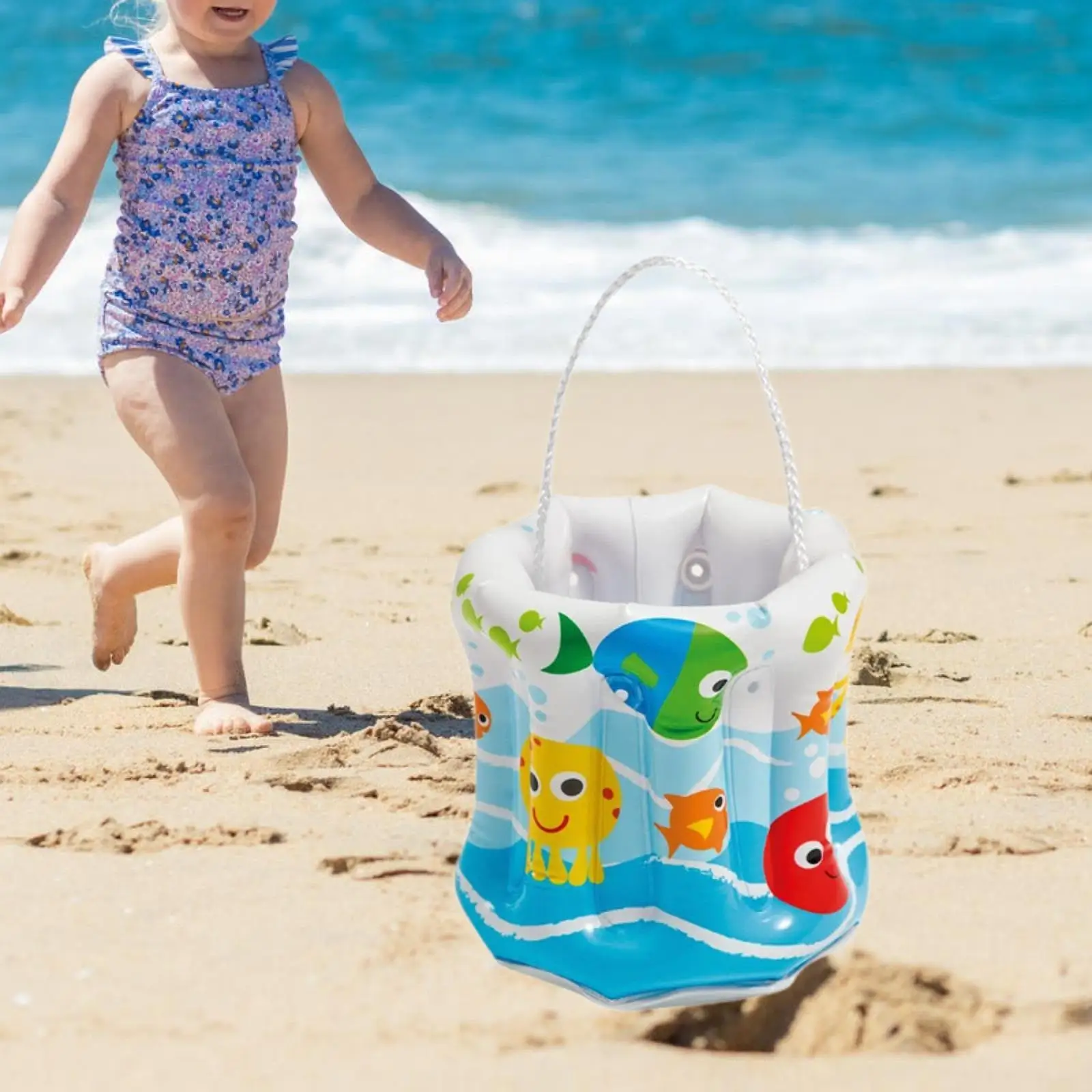 Kids Beach Water Bucket, Inflatable Ice Bucket Drink Cooler, Creative Cute Compact Summer Beverage Cooler for BBQ Pool Party