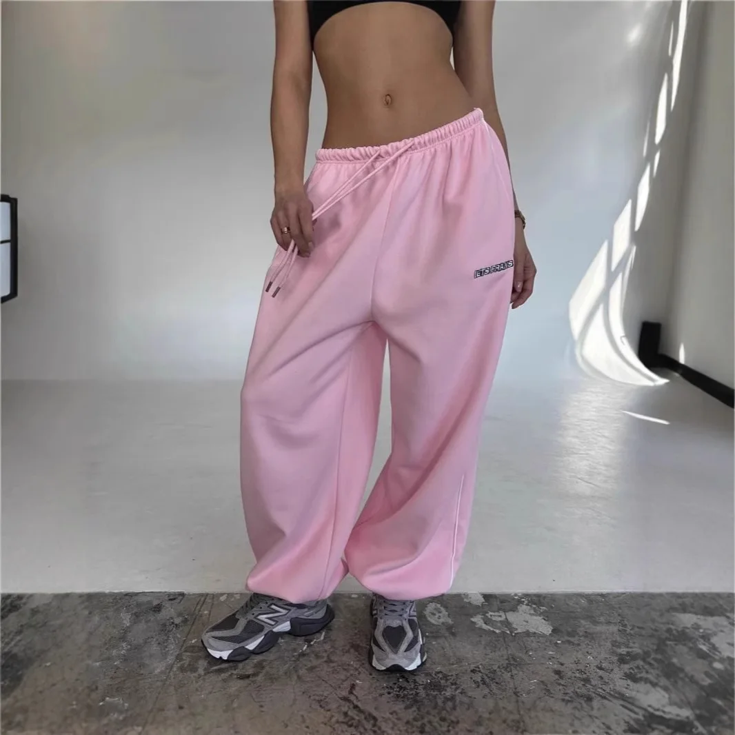 Pantalones de chándal holgados para mujer, pantalones deportivos de moda Harajuku para otoño e invierno, pantalones Vintage Y2k estéticos bordados