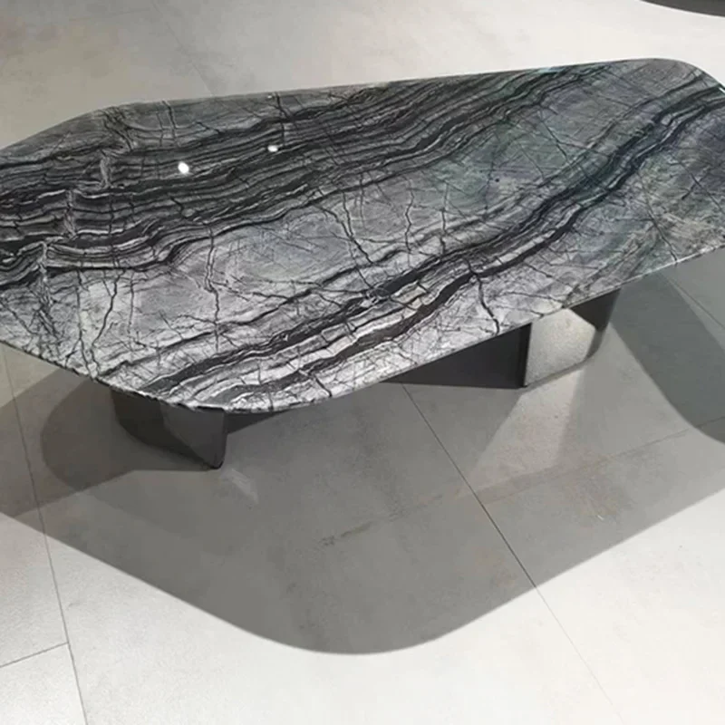 Table Basse Latérale Modulaire en Marbre Noir, Design Moderne, Mobilier de Salon