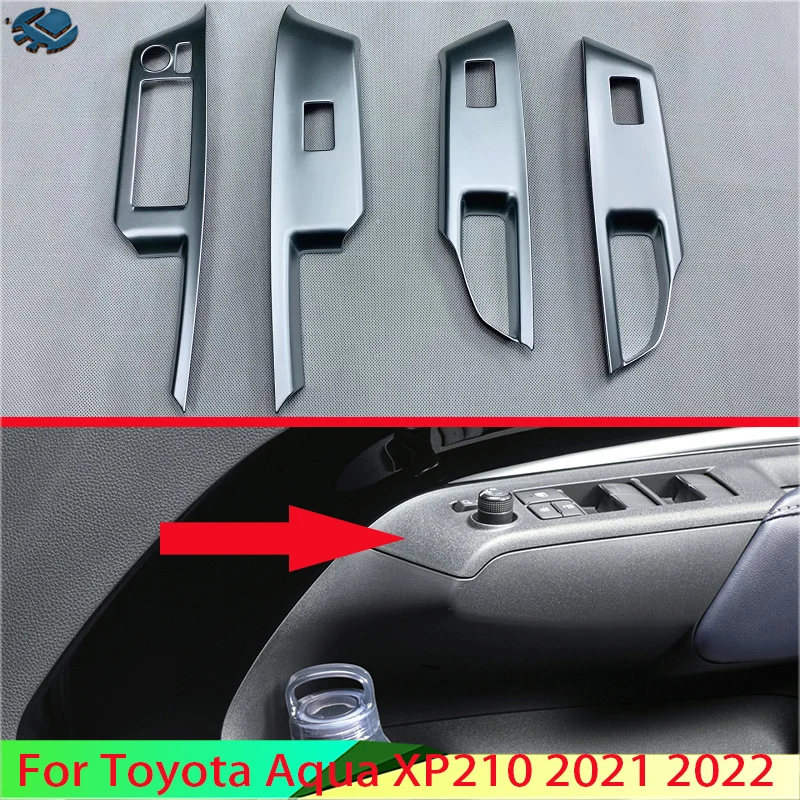 

Для Toyota Aqua XP210 2021-2022: хромированные накладки из АБС-пластика на дверные окна, подлокотники и панель управления, декоративные элементы