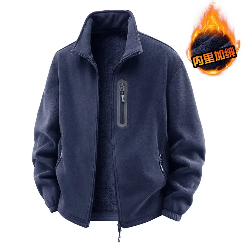 

Новая двусторонняя флисовая куртка 2025 года высокого качества, теплая, мягкая и удобная с воротником-стойкой для мужчин.