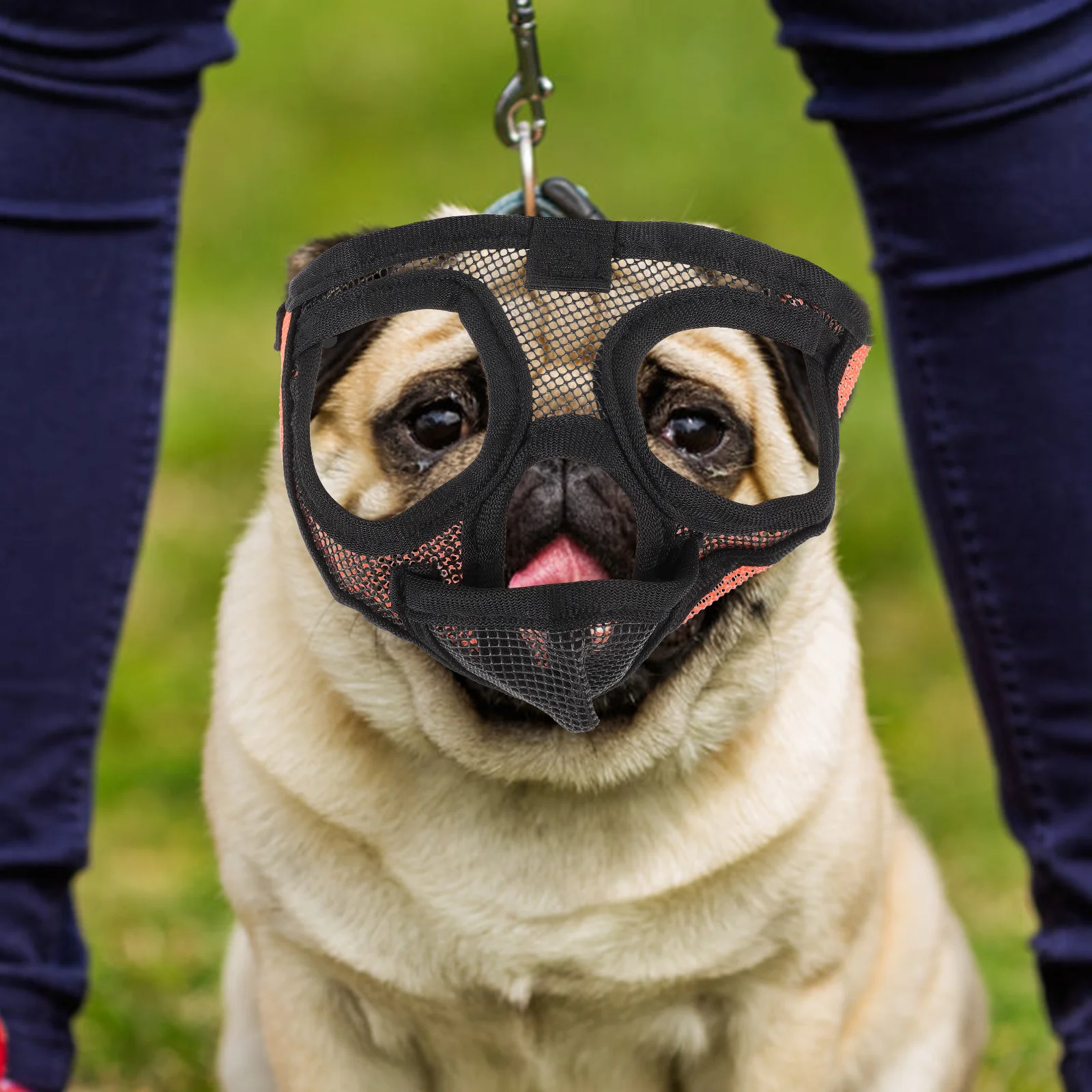 

Dog Muzzle Adjustable Three-Hole Design For Medium Large Dogs Anti Bark Bite Mesh Pet Muzzle Outdoor Comfortable