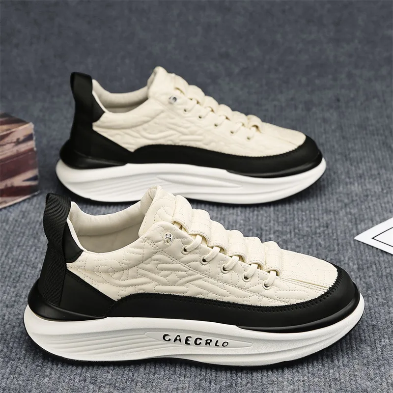 

Spring 2024 Leather Casual Shoes Ankle Boots Lace Up High Top Men Shoes Chunky Sneakers High Quality Fashion Designer Shoes Anta