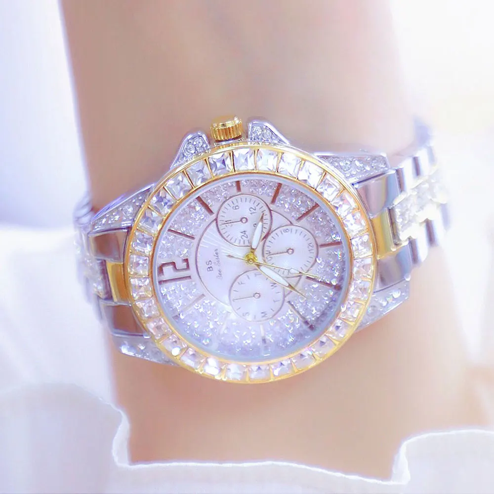 Роскошные женские часы, модные наручные часы с бриллиантами, серебряные, золотые часы для девочек, водонепроницаемые часы, платье Reloj Mujer, подарки