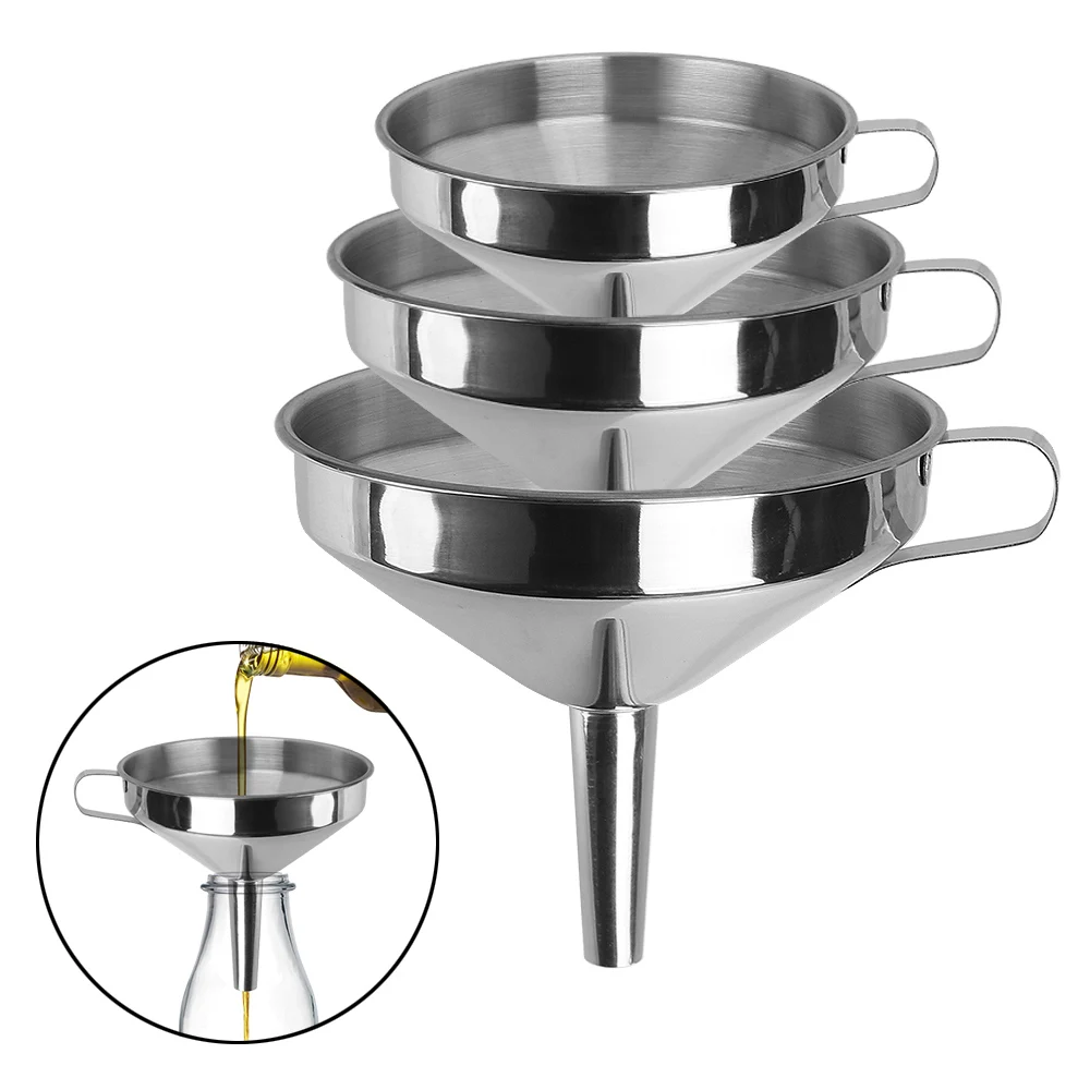 Trichter mit breiter Öffnung aus Edelstahl mit abnehmbarem Filter, Metalltrichter zum Einmachen, Küchenutensilien, Bar, Wein, Bier, Öl, Flaschentrichter