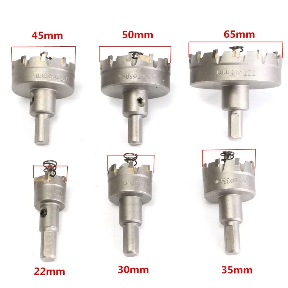 6Pcs 22-65mm Set of Hard Alloy Drill Bits for Drilling Holes Stainless Steel Metal Plate Hole Expanding Set